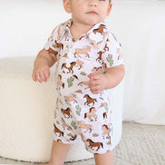 Button Romper | Pony Club Neutral