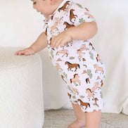 Button Romper | Pony Club Neutral