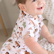 Button Romper | Pony Club Neutral