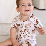 Button Romper | Pony Club Neutral