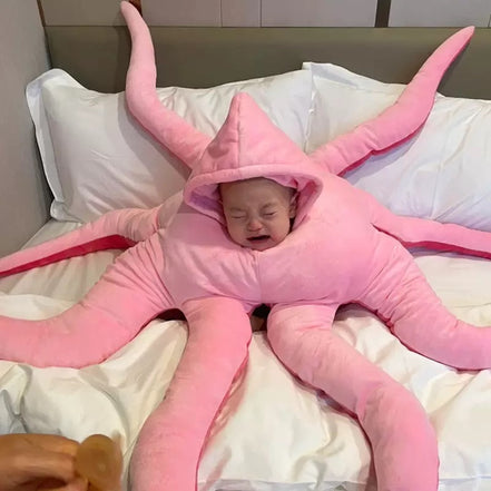 Funny Octopus Costume for Dogs & Babies, Plush Halloween Costume, Pink Cosplay Outfit, Pet Costume, Baby Halloween Outfit, Party Costume