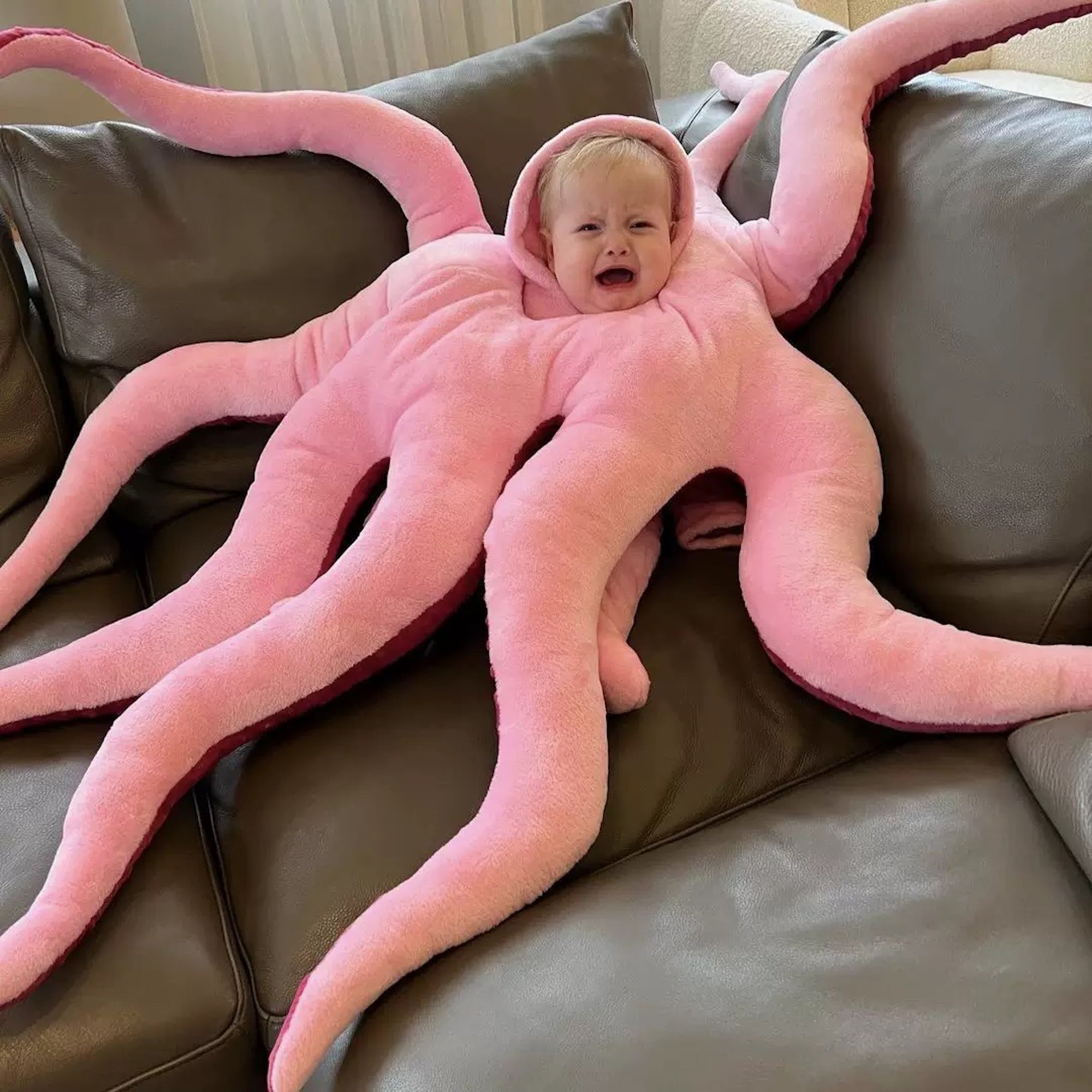 Funny Octopus Costume for Dogs & Babies, Plush Halloween Costume, Pink Cosplay Outfit, Pet Costume, Baby Halloween Outfit, Party Costume