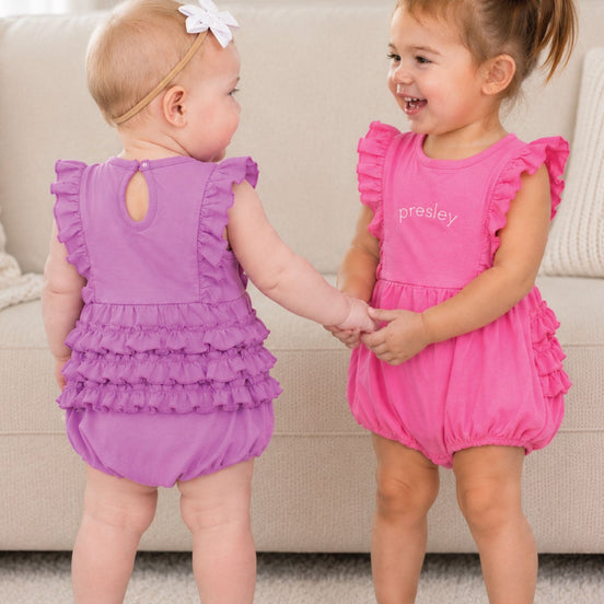 Embroidered Sleeveless Ruffle Bubble Romper