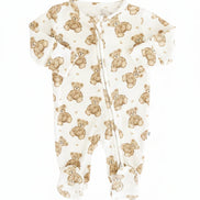 Beary Sweet Bamboo Waffle Zipper Footie