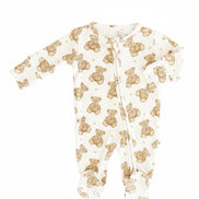 Beary Sweet Bamboo Waffle Zipper Footie