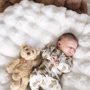 Beary Sweet Bamboo Waffle Zipper Footie